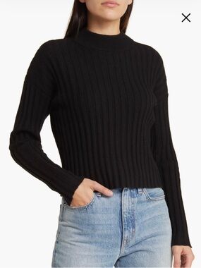 Madewell Black Ribbed Mock Neck Sweater